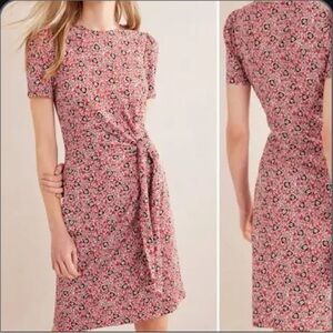 NEW WITH TAGS Boden dress with tie black floral print
